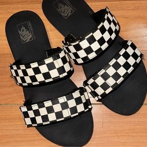 Checkered velcro vans slides/sandals (W size 8)